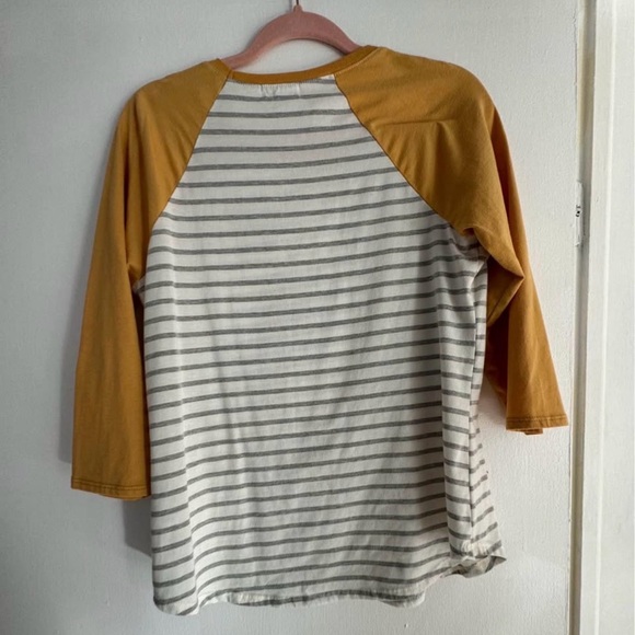 Maurices Mustard and Gray Striped Long Sleeve Tee - Picture 2 of 2
